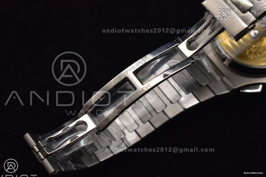 Mod SS Nautilus PPF Stk Wht Chrono Cozy A7750 5980 SS Date 435 0306